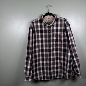 Carhartt Men's Relaxed‎ Fit Cotton Gray Plaid Shirt Long Sleeve Button 2XL Flaw